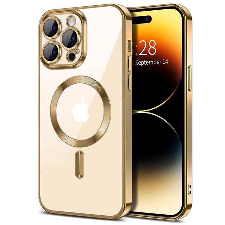 MagSafe tok Apple iPhone 14 Pro Max készülékhez, Techsuit, Luxury Crystal, arany