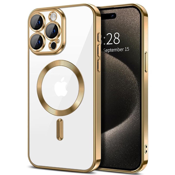 Husa pentru iPhone 15 Pro, V1006, Poliuretan, Gold