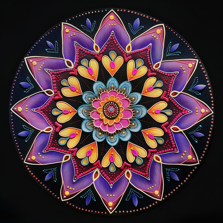 Tablou Canvas Mandala regala gold 14, zen, yin yang, pentru dormitor si living, 50 x 50 cm