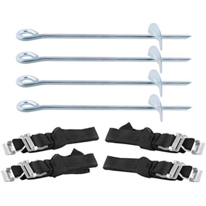 Set 4 Ancore metalice stabilizare trambulina eBA®, lungime 30 cm, 4 curele cu 4 catarame incluse