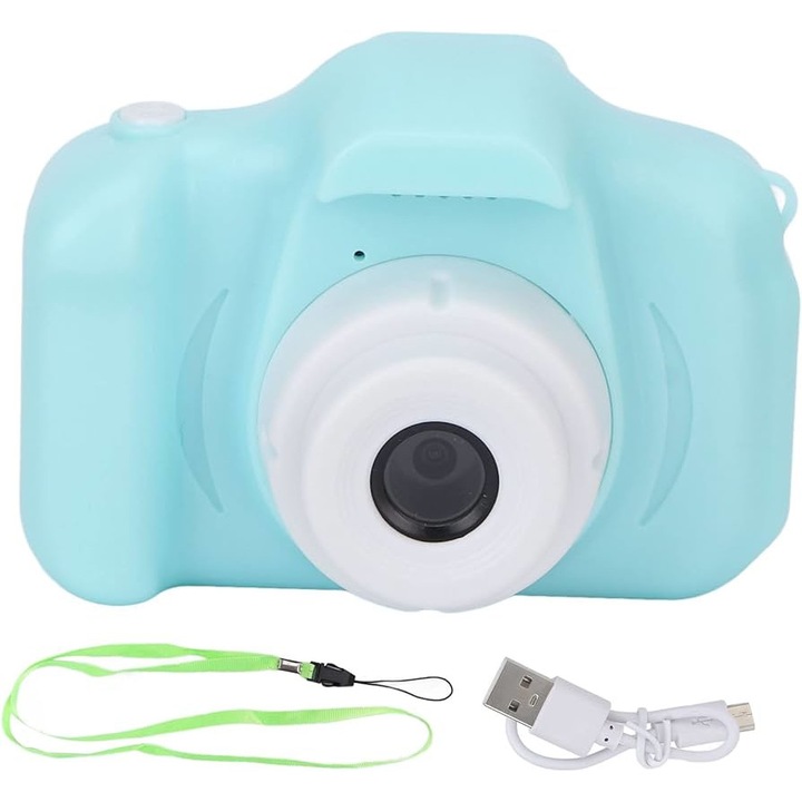 Aparat foto/video digital pentru copii, cu jocuri, verde, 60g