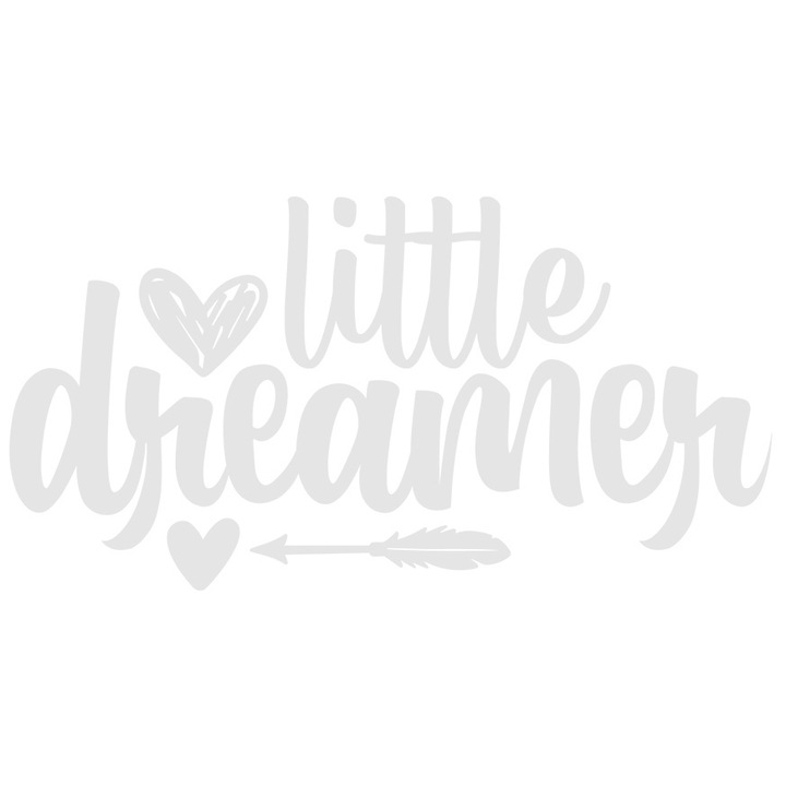 Sticker Exterior cu inimioare si textul in engleza "Little dreamer" - micutul visator, Vinyl Alb, 30 cm