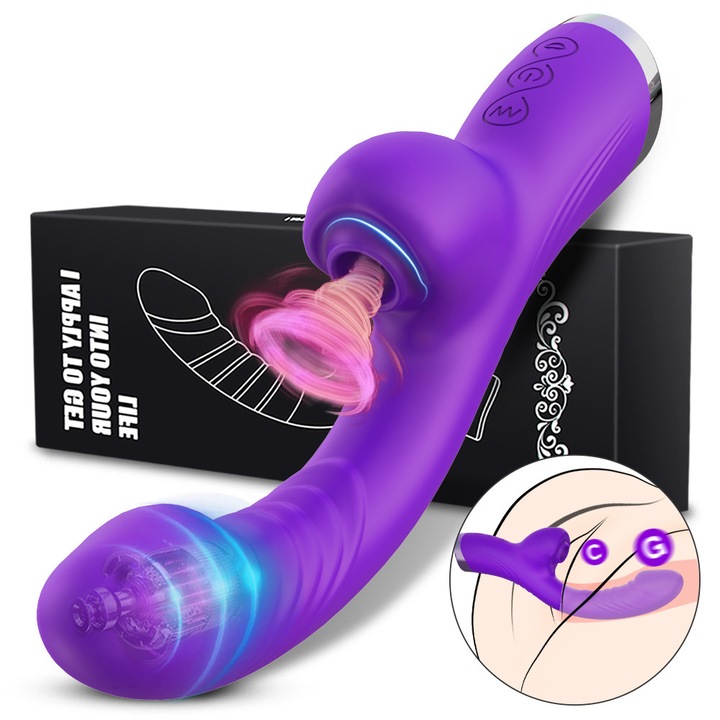 FairyKiss® dupla stimulációs vibrátor szexjátékok, 2 az 1-ben csiklóval és G-pont stimulátorral, 10 szopási és rezgési mód, ABS + orvosi szilikon, USB töltés, valósághű érzések szexjátékok, lila