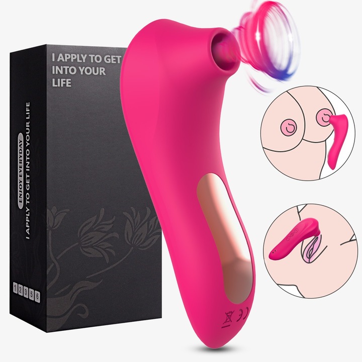 FairyKiss® szopós vibrátoros szexjátékok, mell- és csiklóstimulátor, 7 intenzitás, női szexuális játékszerek, vízálló, rózsapiros