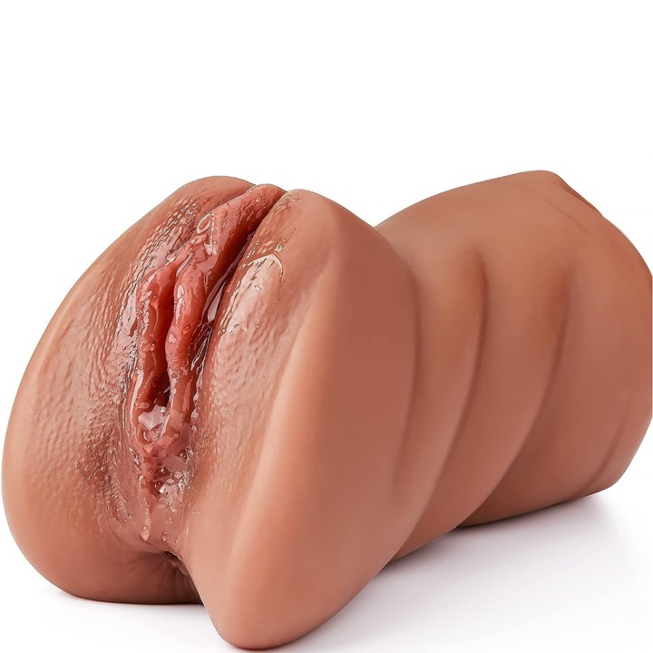 BABOUKISS Művagina maszturbátor, 3 valósághű nyílással, vízálló, barna, 180mm, 620g