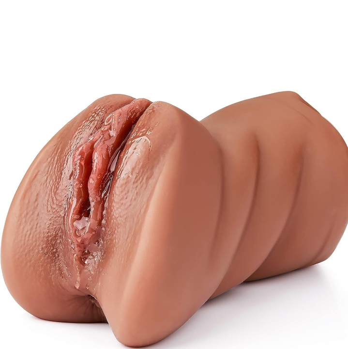 Papusa sexuala BABOUKISS, 3 orificii realiste, rezistenta la apa, maro, 180mmx620g，vagin artificial, masturbator barbati, vaginal si anal, cu striatii 3D, design anatomic, rezistent la apa