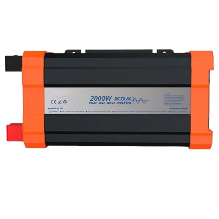 Invertor 2000W, 12V, display, AC230V, USB, unda sinusoidala pura