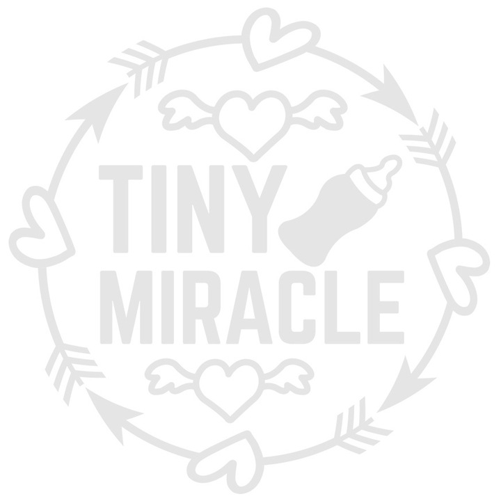 Sticker Exterior cu inimioare si textul "Tiny miracle" - miracol micut biberon copilarie, Vinyl Alb, 25 cm