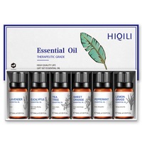 Set 6 Uleiuri Esentiale Aromaterapie HIQILI, Eucalipt, Lavanda, Lemongrass, Portocala Dulce, Menta, Arbore de Ceai, ulei esential Cutie Cadou, 6x10mL