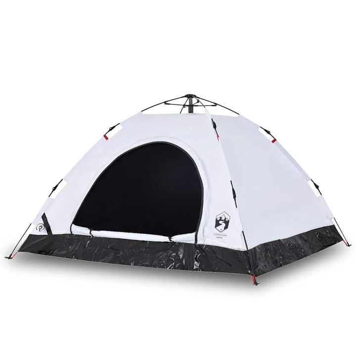Cort de camping 5 persoane vidaXL, alb opac, setare rapida, tesatura, 4.35 Kg