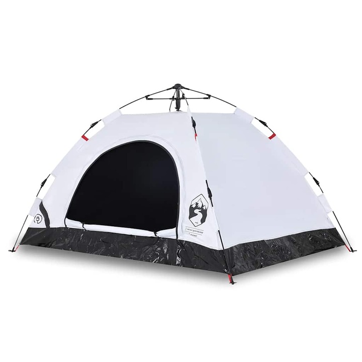 Cort de camping 3 persoane vidaXL, alb opac, setare rapida, tesatura, 2.75 Kg
