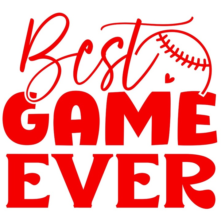 Sticker Exterior cu minge de baseball si mesajul "Best game ever" - cel mai bun joc dintotdeauna, Vinyl Rosu, 70 cm
