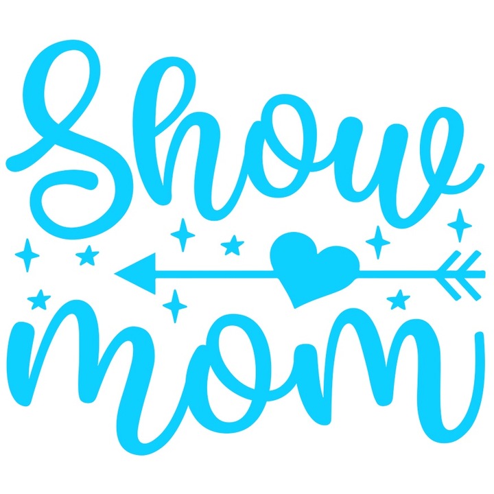 Sticker Exterior pentru mamele de show - inimioare emisiune stelute, Vinyl Albastru, 25 cm