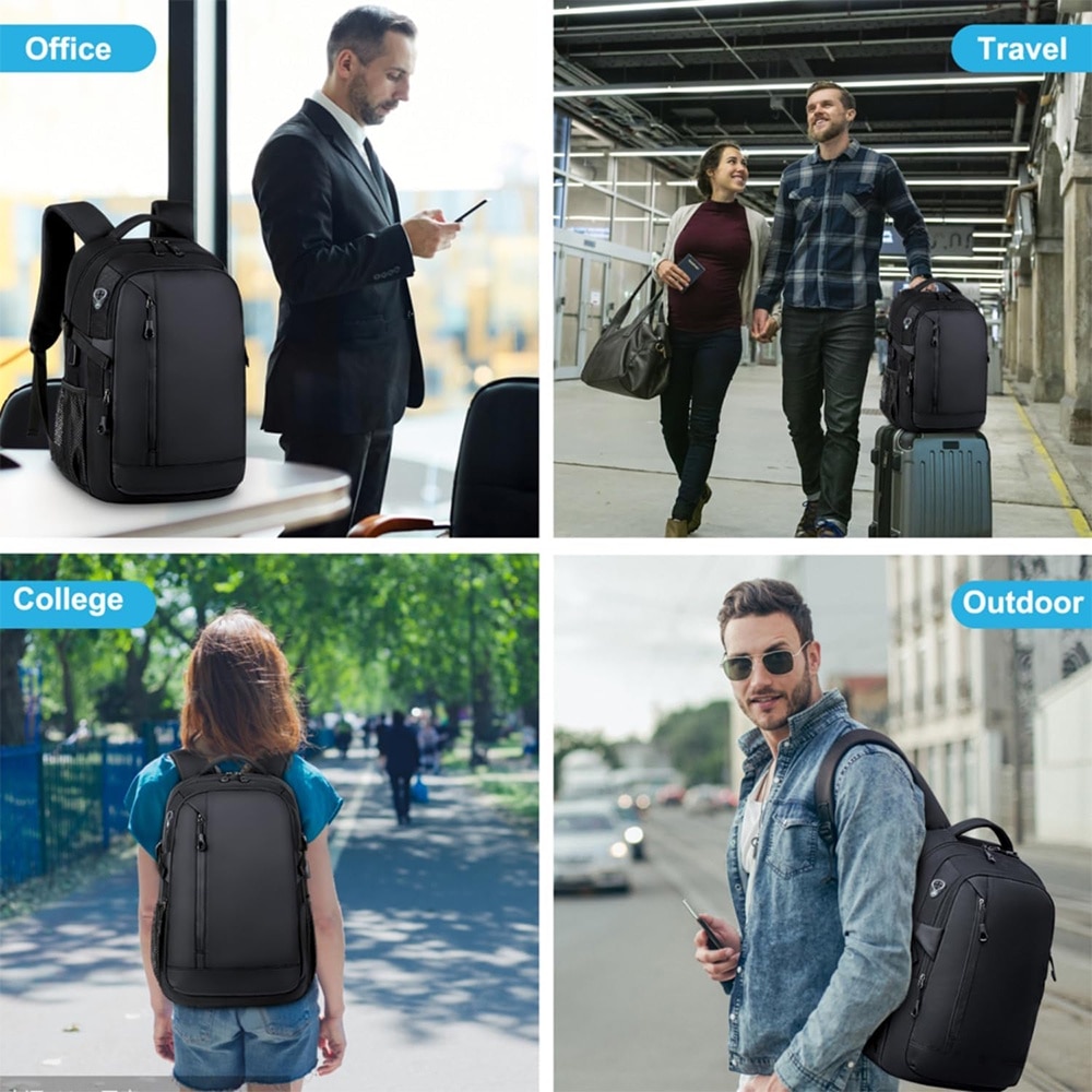 Rucsac Business Multifunctional, EYUSALL, Rezistent la apa, cu Port de incarcare USB, Ergonomic, 30 x 14 x 45cm, Negru