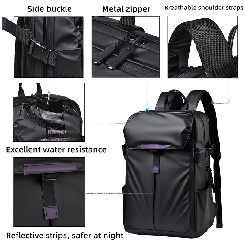 Rucsac Calatorie pentru Laptop, EYUSALL, 1 compartimente, buzunar frontal x 1, buzunar lateral x 2, Rezistent la apa, Rezistent la zgarieturi, 15.6 inch, 28 x 14 x 44 cm, Albastru