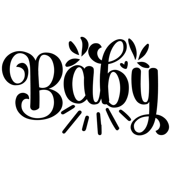 Sticker Exterior pentru un bebelus iubit de parinti cu textul "Baby", Vinyl Negru, 50 cm