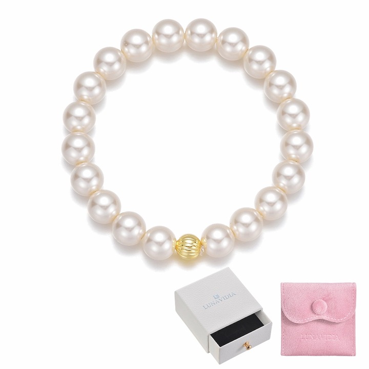 Bratara dama LUNAVIDIA, perle Swarovski, argint 925, 8MM, 16CM