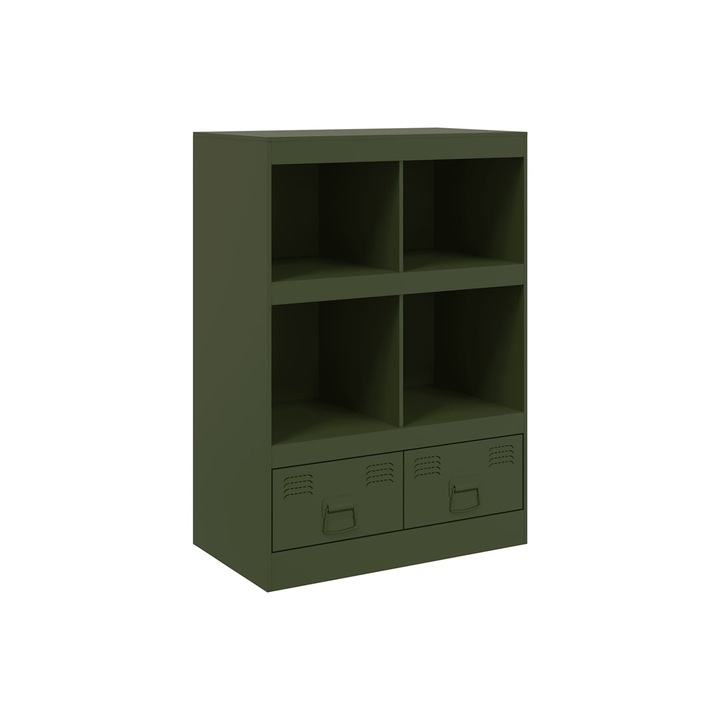 Dulap inalt vidaXL, verde maslina, 67x39x95 cm, otel, 18.81 Kg