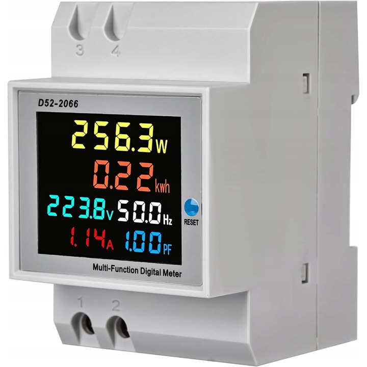 Монофазен електромер, 6-в-1, AC 40-300V 100A, монтаж на DIN шина, LCD екран