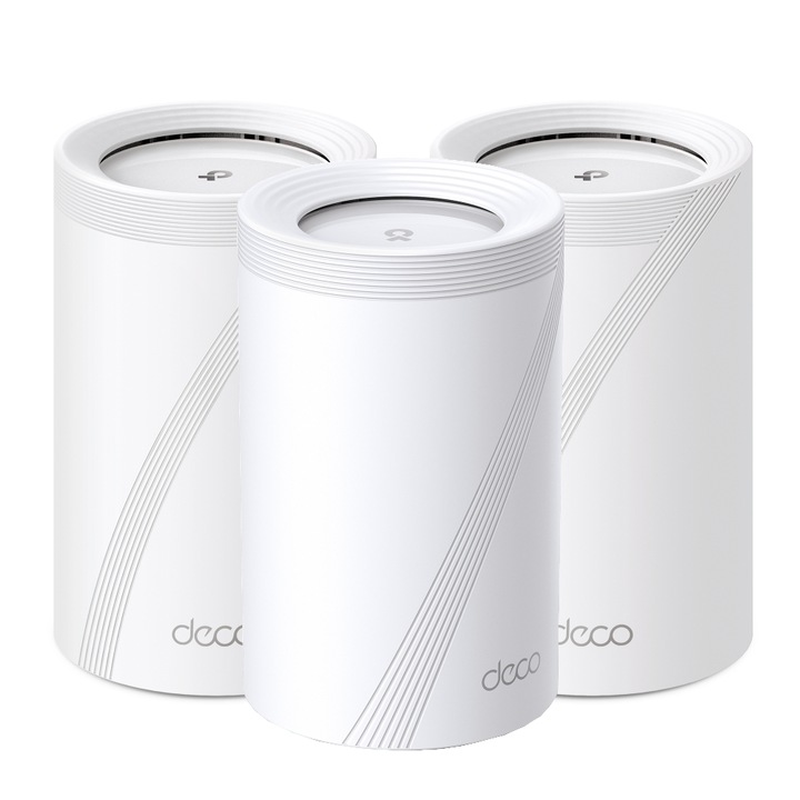Безжичени рутер TP-Link Deco BE65(3-pack), BE9300, Tri-Band, Wi-Fi 7, MLO, HomeShield, 4 порта 2.5G, С покритие за цялата къща