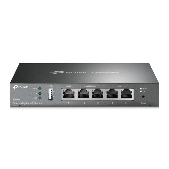Рутер TP-Link ER605, кабелен VPN, 1xWAN(1000Mbps) + 4xLAN(1000Mbps)