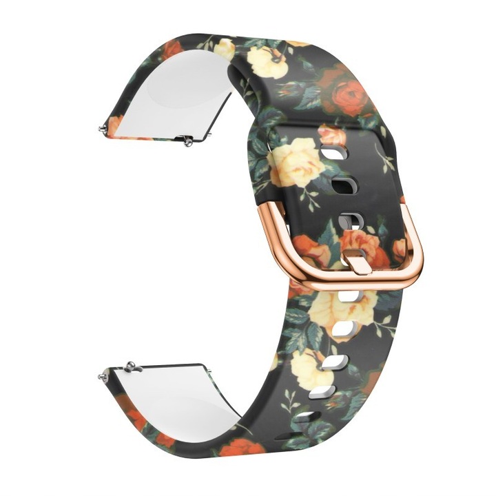 Curea silicon compatibila cu Huawei Watch GT4 41mm, Garmin Venu 2S / 3S, Vivoactive 4S, Vivomove 3S, Forerunner 255S, 265S Best Accessories, roz, 18 mm, Trandafiri