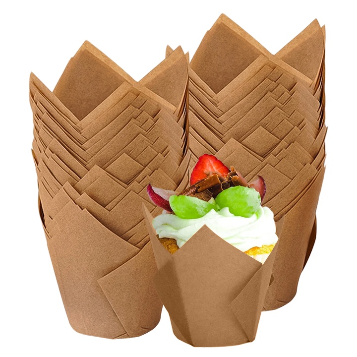 Комплект от 200 броя форми за мъфини Enforose, Кафяв