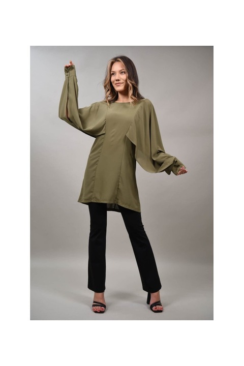 Bluza cu maneca lunga cut out cellese kaki s-m