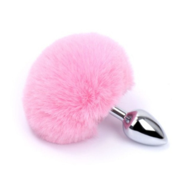 Тапа за дупе, малък размер, стимулация на G-точката, заешка опашка, розово