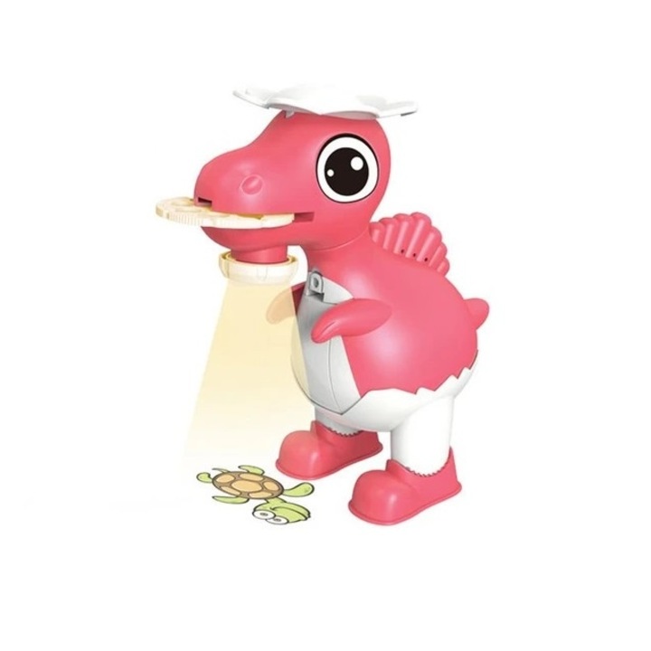 Gyerekjáték, Dinoszaurusz, 8 filctoll, 32 modell, műanyag, rózsaszín, 13x9x20cm