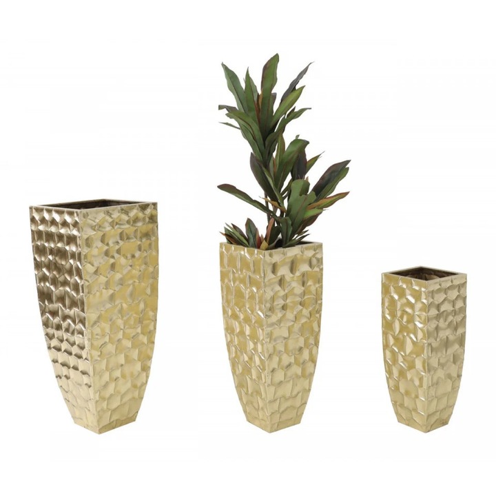 Set 3 vaze aurii din metal, Goldy Mauro Ferreti