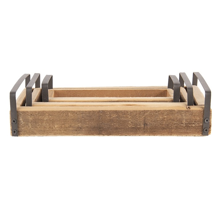 Set 3 tavi lemn maro zinc 35x20x5 cm, 30x15x5 cm, 25x10x5 cm