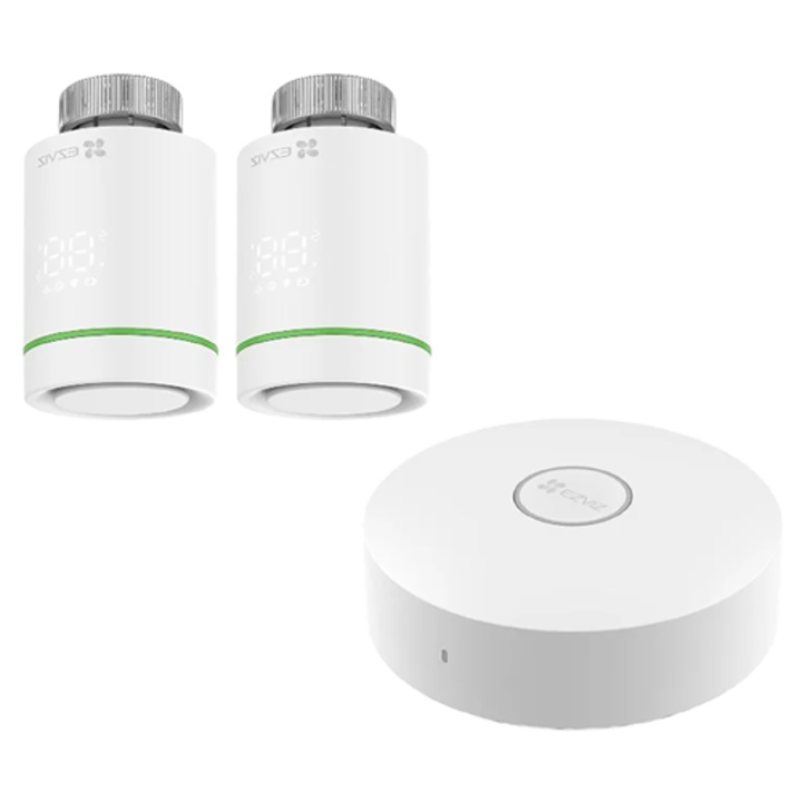 Kit Home Gateway Smart Home + 2 x Termostat inteligent, comunicare wireless ZigBee, EZVIZ CS-T55-A3-A(kit)