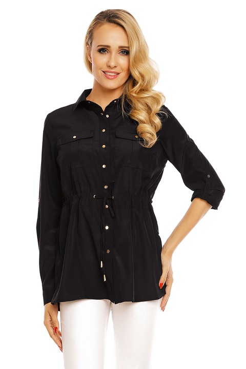 Camasa dama cu guler si nasturei, Negru