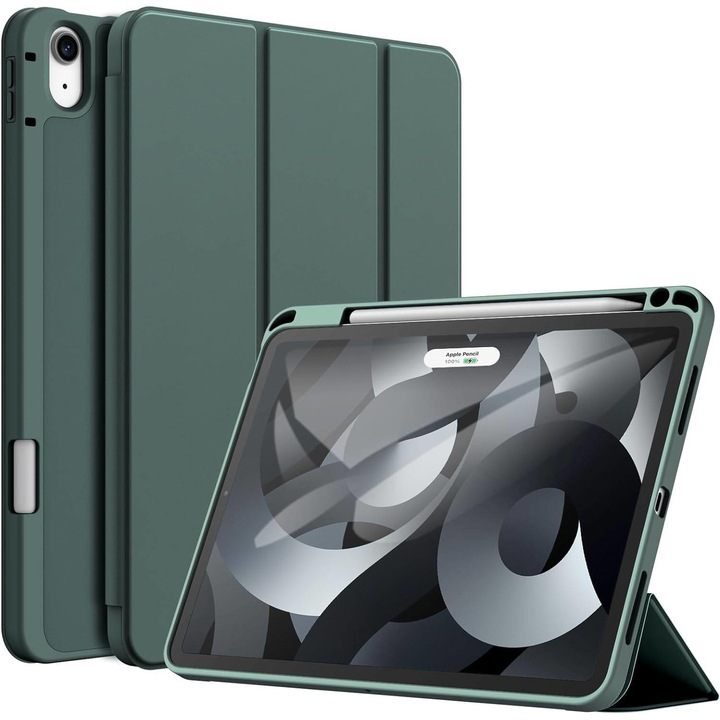 Husa pentru Apple iPad Air 11" (2024) cu functie wake-up/sleep si compartiment pentru Apple Pen tip stand verde inchis