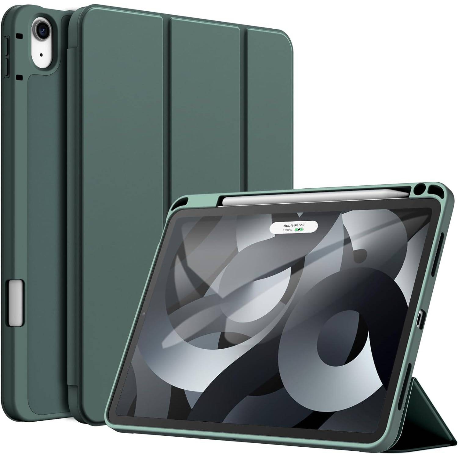 Husa pentru Apple iPad Air 11" 2026 / 2025 / 2024 M4, M3, M2 cu functie wake-up/sleep si compartiment pentru Apple Pen tip stand verde inchis