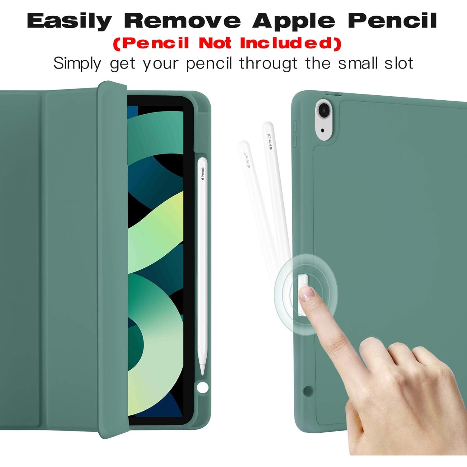 Husa pentru Apple iPad Air 11" 2026 / 2025 / 2024 M4, M3, M2 cu functie wake-up/sleep si compartiment pentru Apple Pen tip stand verde inchis