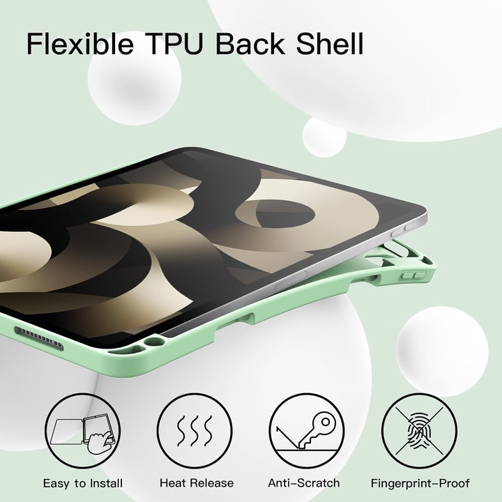 Husa pentru Apple iPad Air 11" 2026 / 2025 / 2024 M4, M3, M2 cu functie wake-up/sleep si compartiment pentru Apple Pen tip stand verde deschis