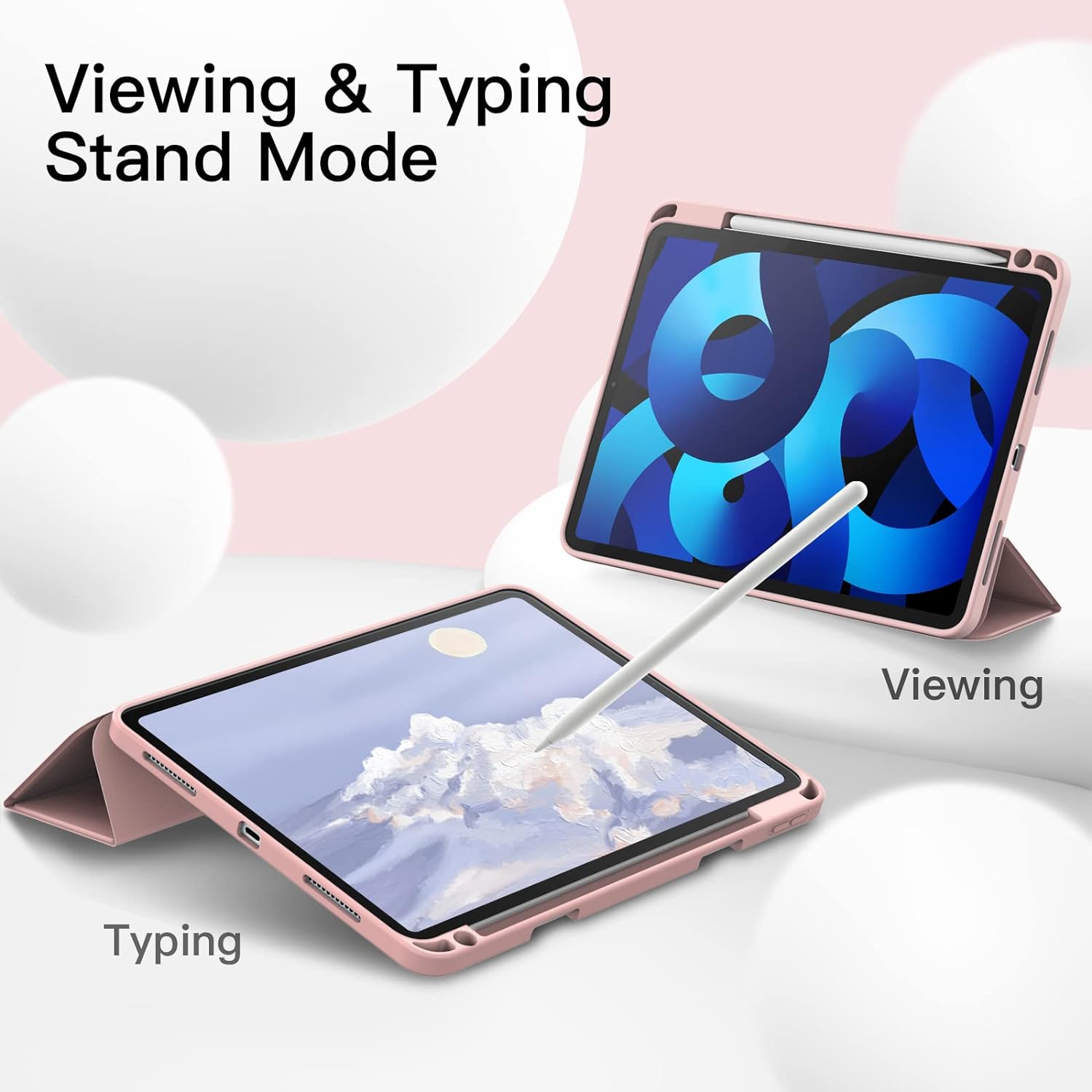 Husa pentru Apple iPad Air 13 2025 / 2024 M3, M2 cu functie wake-up/sleep si compartiment pentru Apple Pen tip stand roz