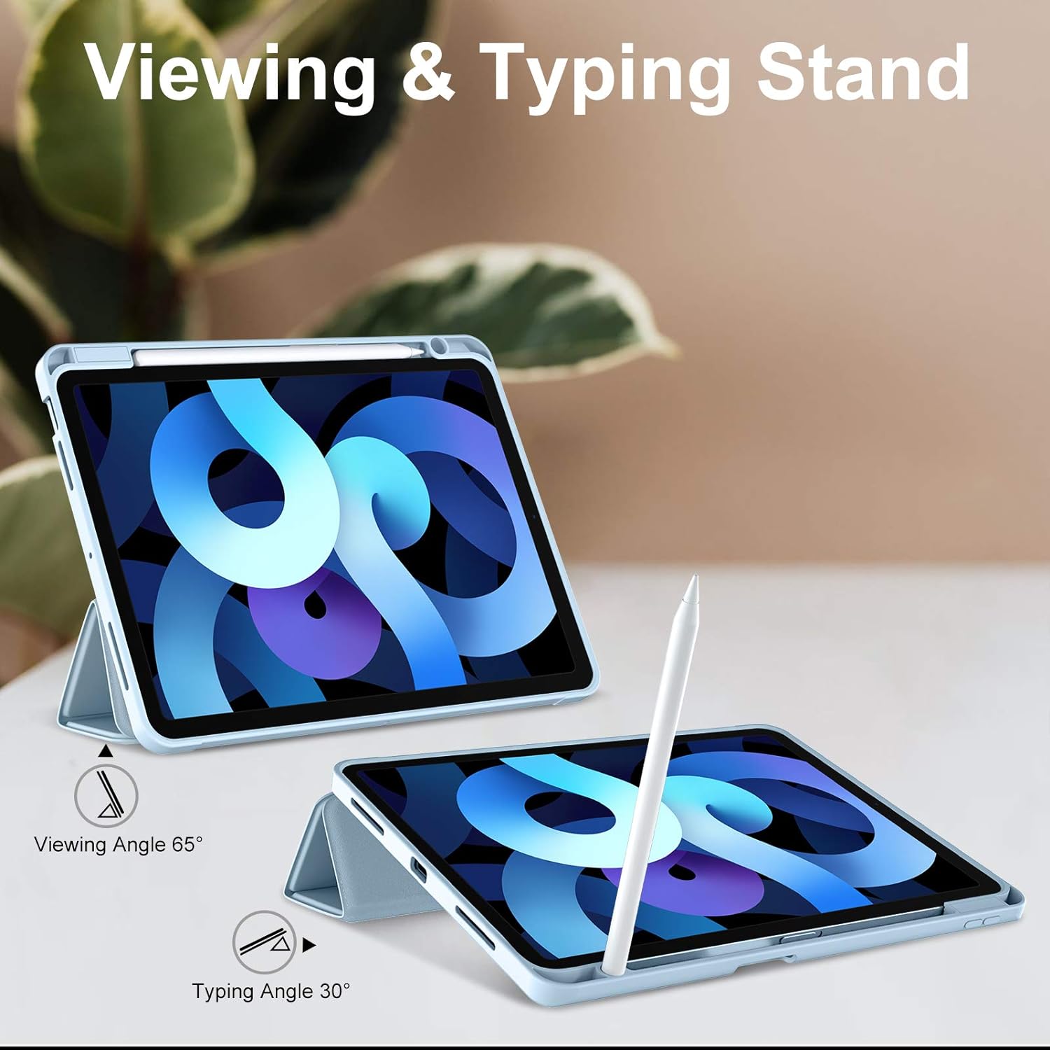 Husa pentru Apple iPad Air 11" 2024 / 2025 M2, M3 cu functie wake-up/sleep si compartiment pentru Apple Pen tip stand sky blue