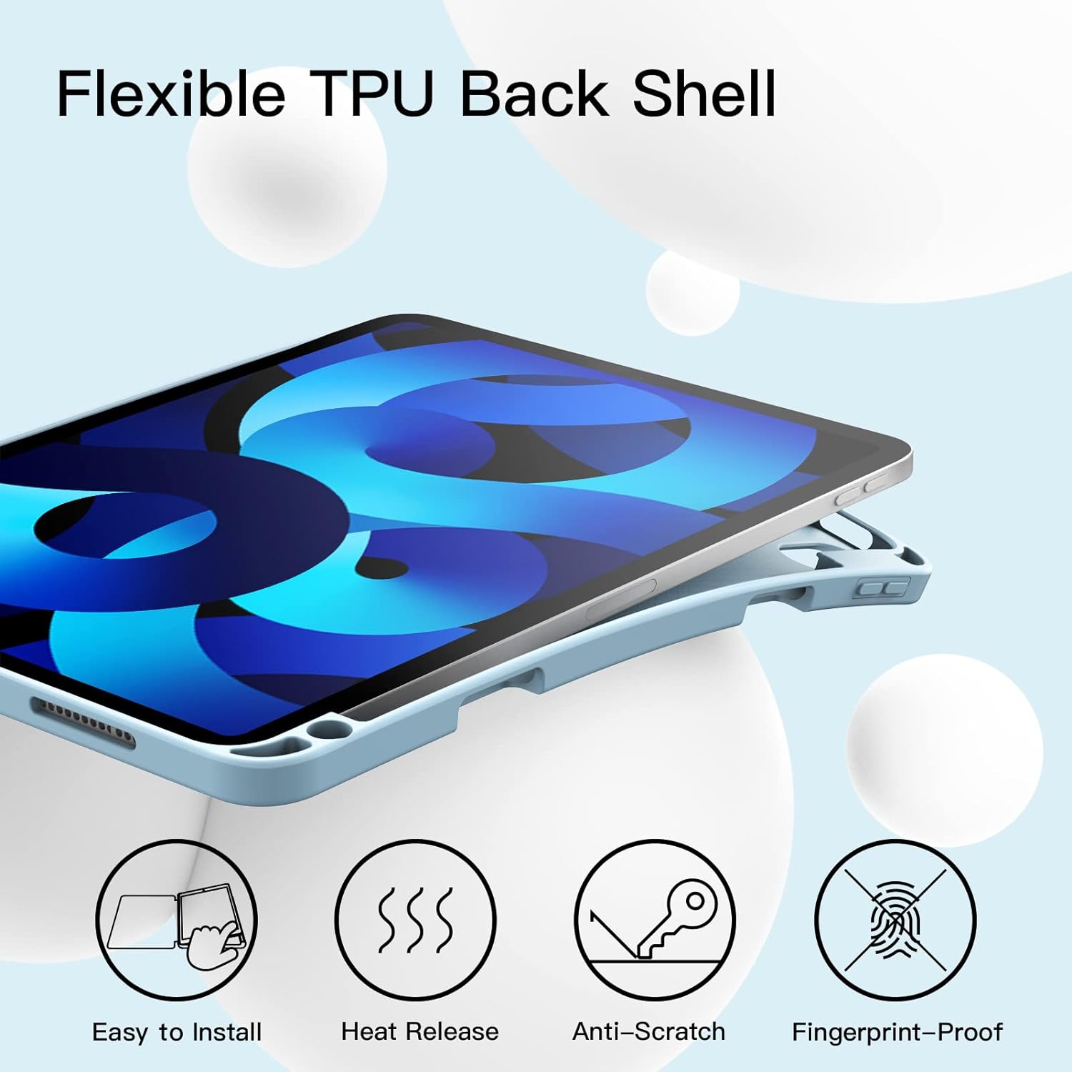 Husa pentru Apple iPad Air 11" 2024 / 2025 M2, M3 cu functie wake-up/sleep si compartiment pentru Apple Pen tip stand sky blue