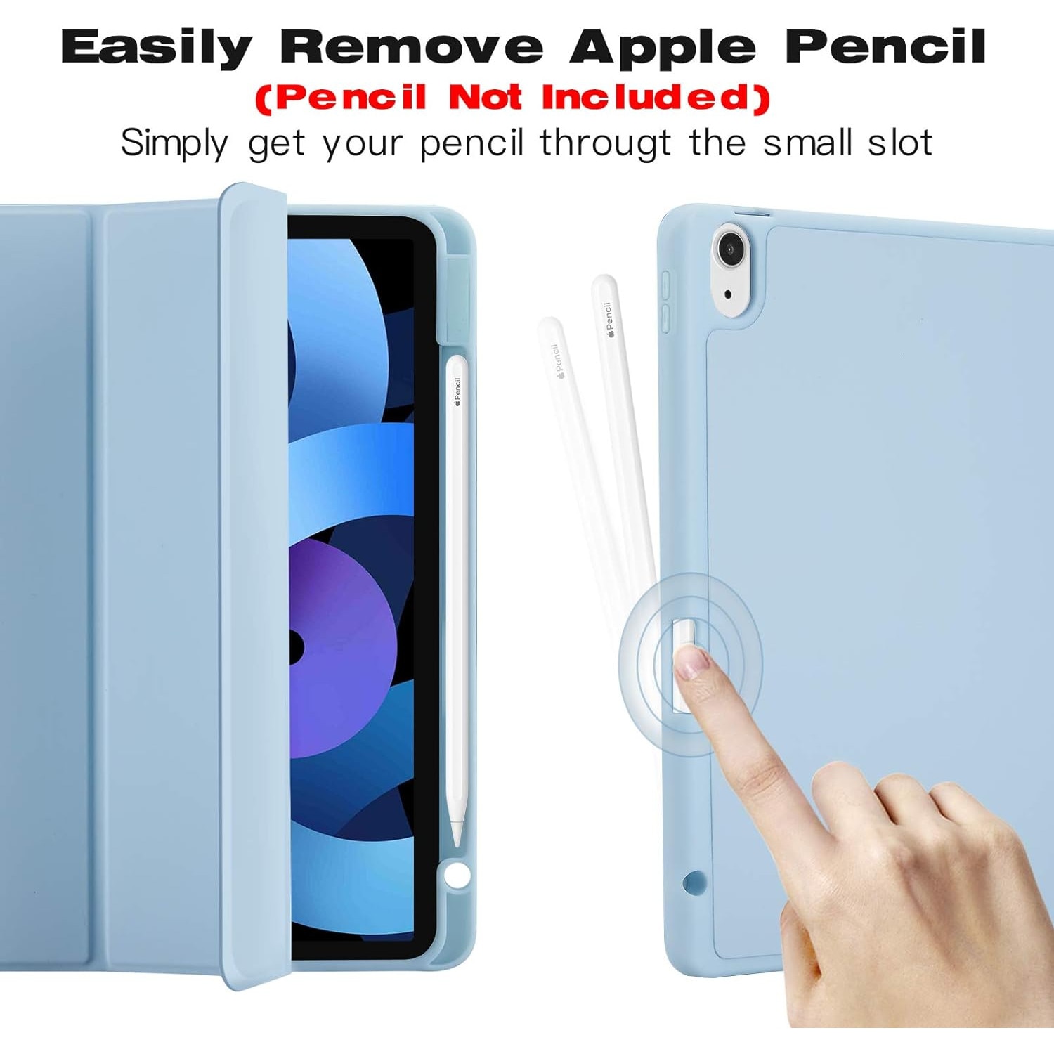 Husa pentru Apple iPad Air 11" 2024 / 2025 M2, M3 cu functie wake-up/sleep si compartiment pentru Apple Pen tip stand sky blue