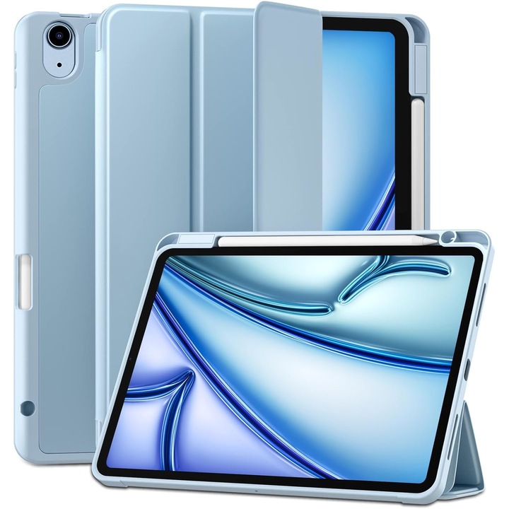 Калъф за Apple iPad Air 11" (2024) с функция събуждане/заспиване и отделение за стойка тип Apple Pen небесно син