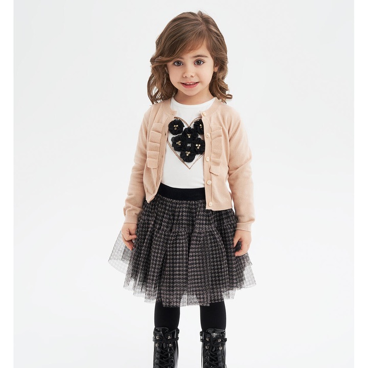 Fusta tull bicolor pentru fetite, I Do, 4.7660, Negru/Bej