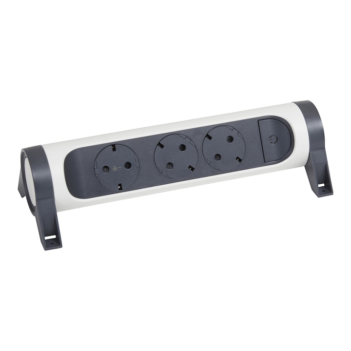Разклонител Legrand Premium, Въртящ се, 3 гнезда, С ключ, 16A, 230V, Без кабел, Бял/Черен