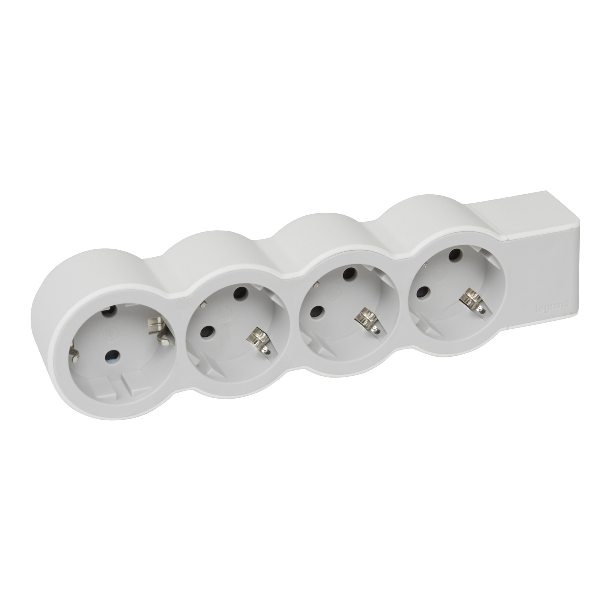 Multipriza Legrand Standard Revolution, 4 prize, 16A, 230V, fara cordon, Alb/Gri