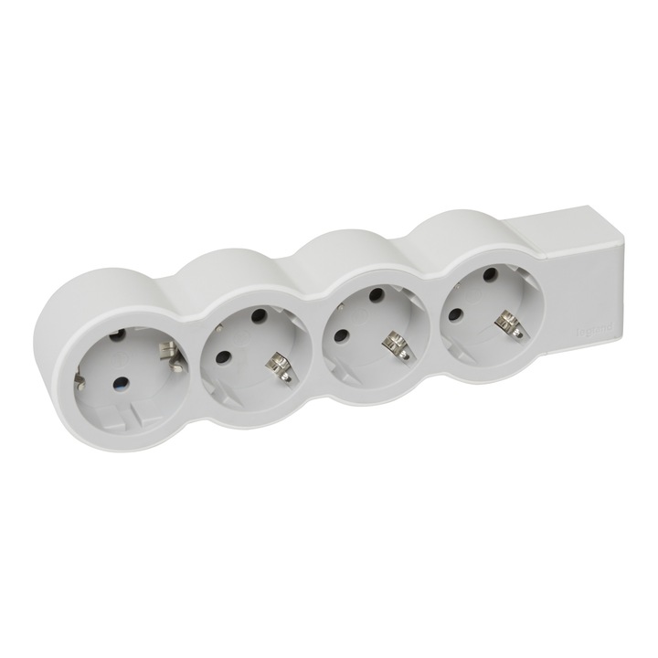 Разклонител Legrand Standard Revolution, 4 гнезда, 16A, 230V, Без кабел, Бял/Сив