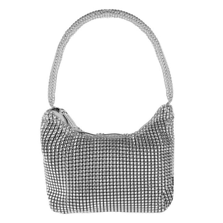Poseta cu Strass de Culoare Argintie 22x5.5x18cm