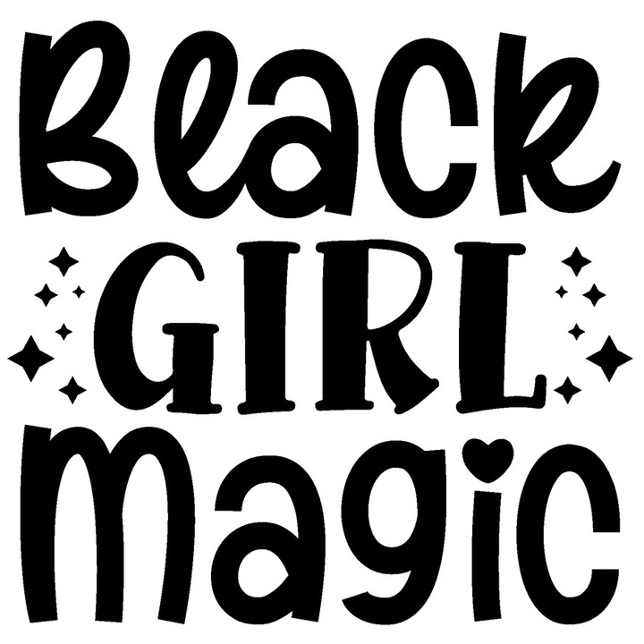 Sticker Exterior pentru o fata de culoare cu textul "Black girl magic" - magia fetei de culoare, Vinyl Negru, 25 cm