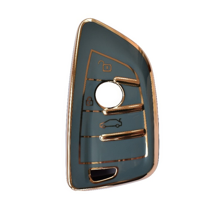 Carcasa protectie cheie auto pentru BMW X1, X3, X6, X5, Seria 5, Seria 6, Seria7, 3 Button Smart Key culoare gri